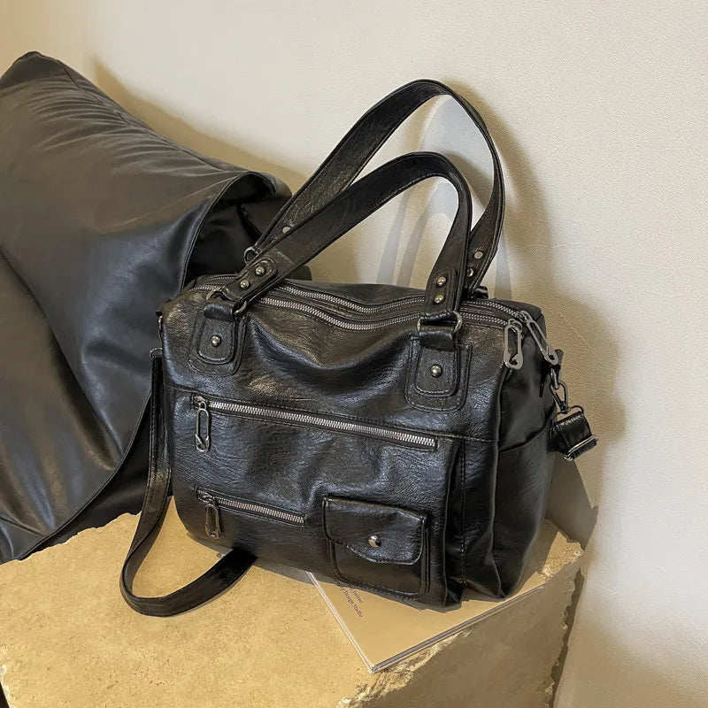 Nice Life Original Punk Women Tote Bags  Trend Large Capacity Crossbody Shoulder Bags Multi Pocket Motorcycle Crossbody Bag