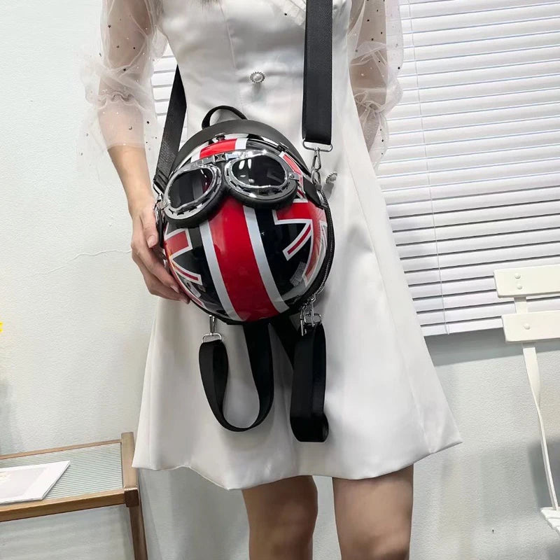 Personalized Helmet Design Women Backpacks Creative Hiphop Shoulder Crossbody Bags Chic Travel Back Packs for Girls Y2K Sac