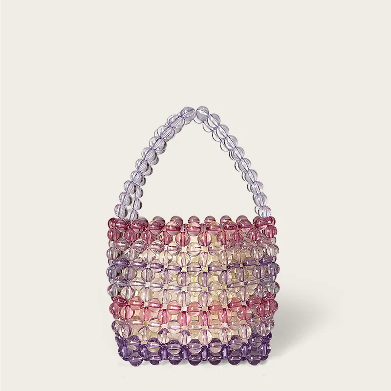Handmade Beaded Woven Bucket Bag, Dinner Bag, Hand-held Single Shoulder, Diagonal Cross Bag, Round Bucket Bag, Women's Bag, New