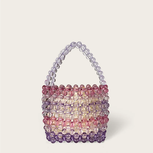 Handmade Beaded Woven Bucket Bag, Dinner Bag, Hand-held Single Shoulder, Diagonal Cross Bag, Round Bucket Bag, Women's Bag, New