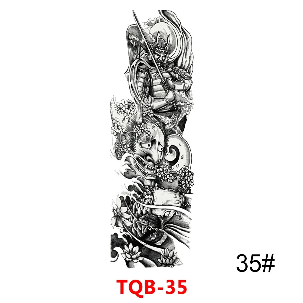 Waterproof Temporary Tattoo Sticker Full Arm Large Skull Old School Tatoo Stickers Flash Fake Tattoos for Men Women