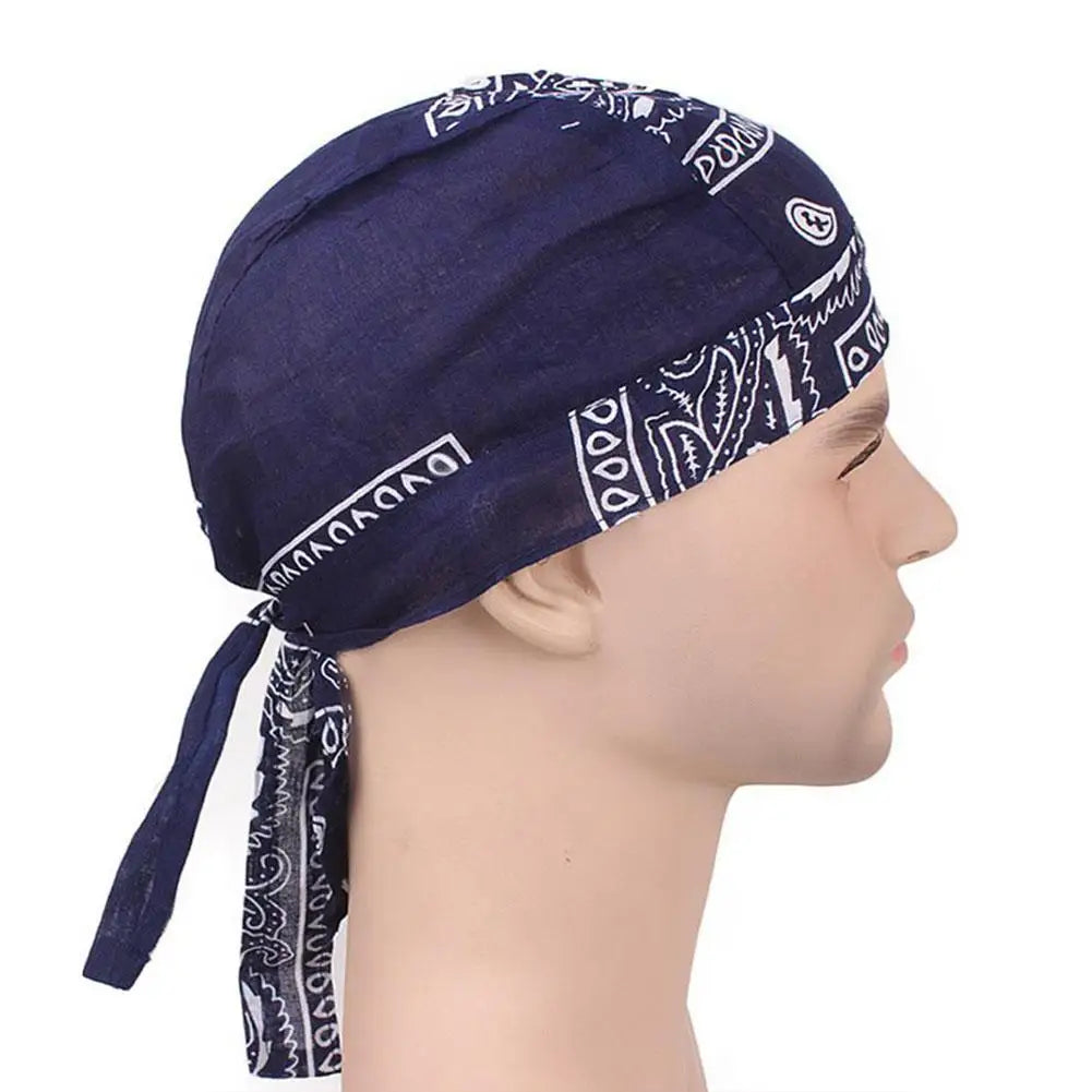 Outdoor-Fahrradmütze, Piratenmütze, bedruckte quadratische Schalmütze aus reiner Baumwolle, Stirnband, Durag-Kappe, Beanie-Wickelmütze, Hip-Hop-Kopftuch