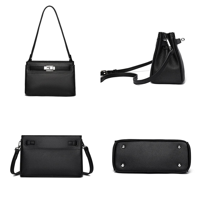 Women Cowhide Genuine Leather Crossbody Bag Lady Fashion Retro Underarm Bags Female Luxury Designer Shoulder Handbag for Ladies