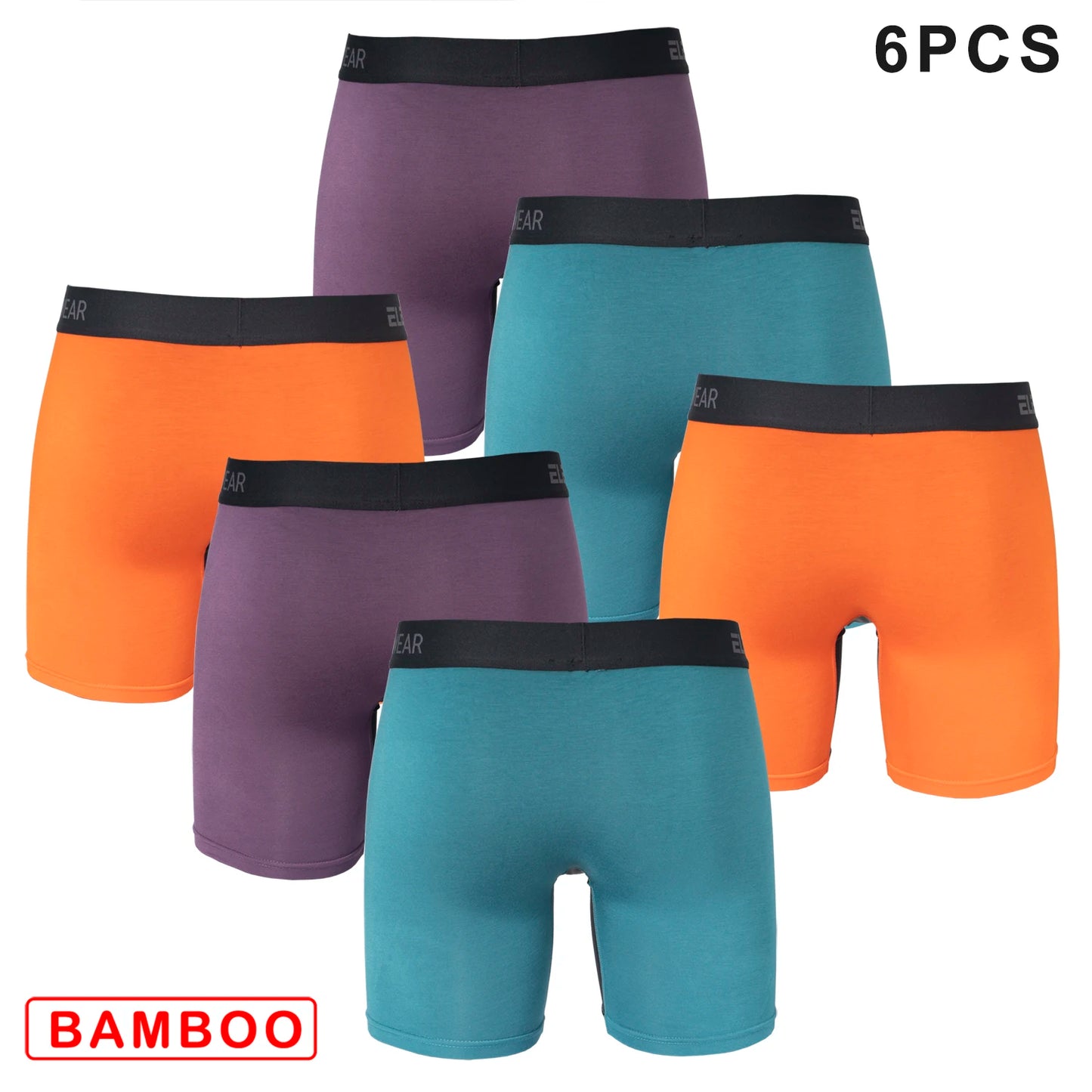 6 pcs Bamboo Men Underwear With Opening Breathable Mens Boxershorts Men's Panties Underpants Plus Size Fashion Boxers Brief