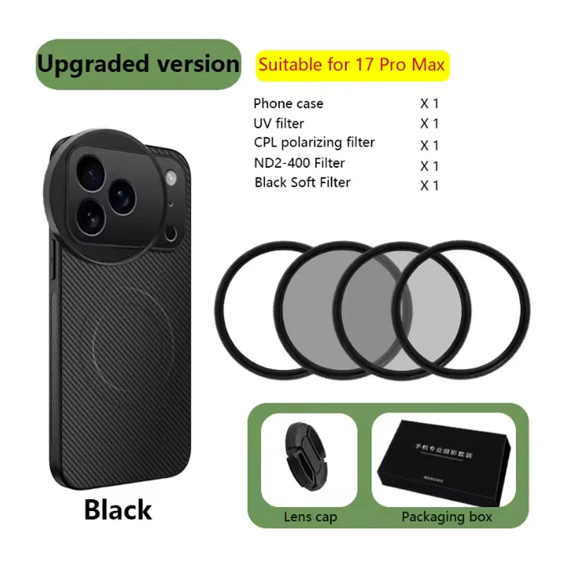 4 in 1 58mm Filter Set for iPhone 17 Pro/Pro Max With Universal CPL UV ND8 Starling Filter Magnetic Wireless Charging Phone Case