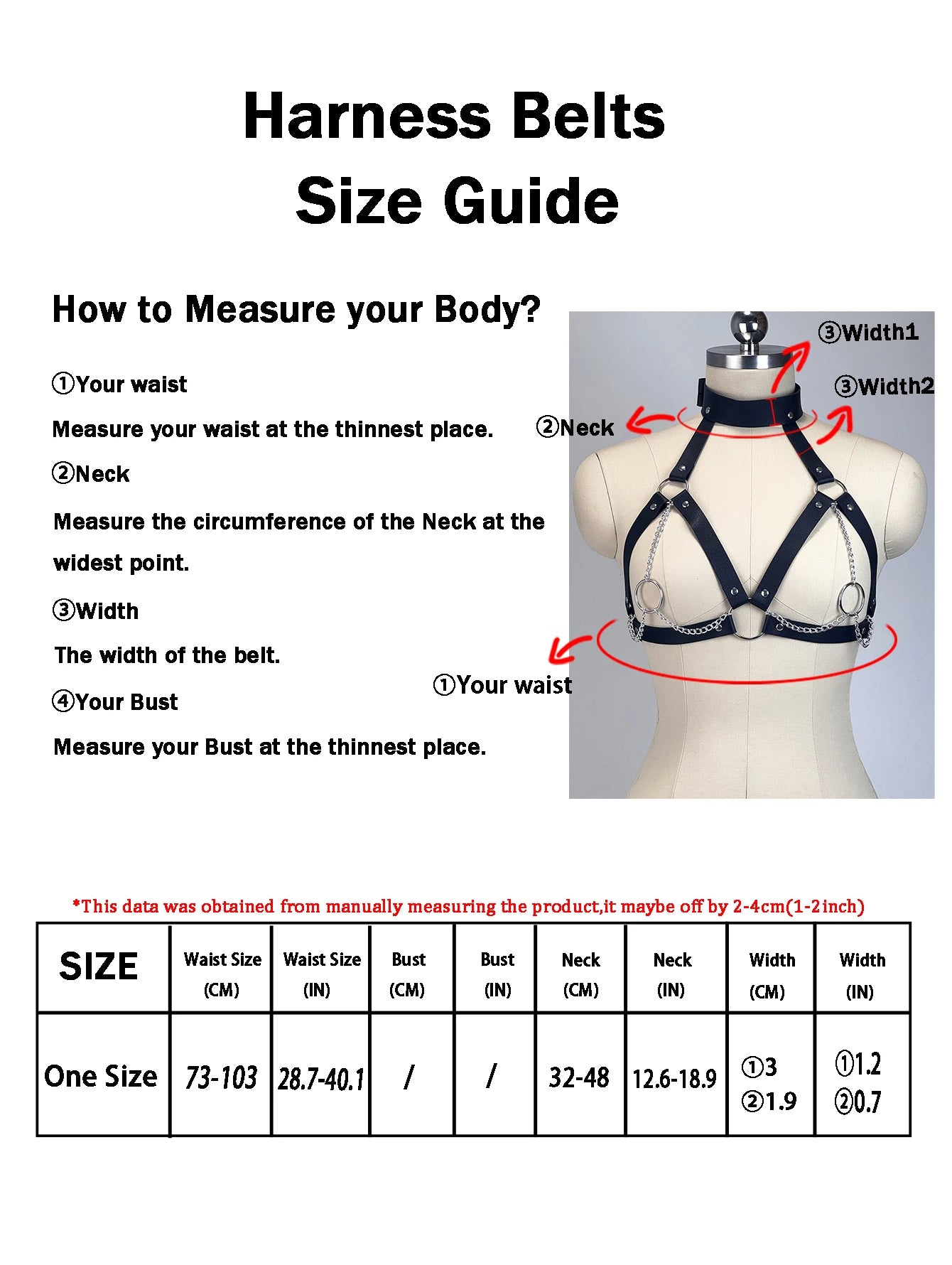 Women Fashionable Body Harness Belt PU Leather Gothic Belt Street Style Adjustable Collar Punk Rock Clothing Accessory