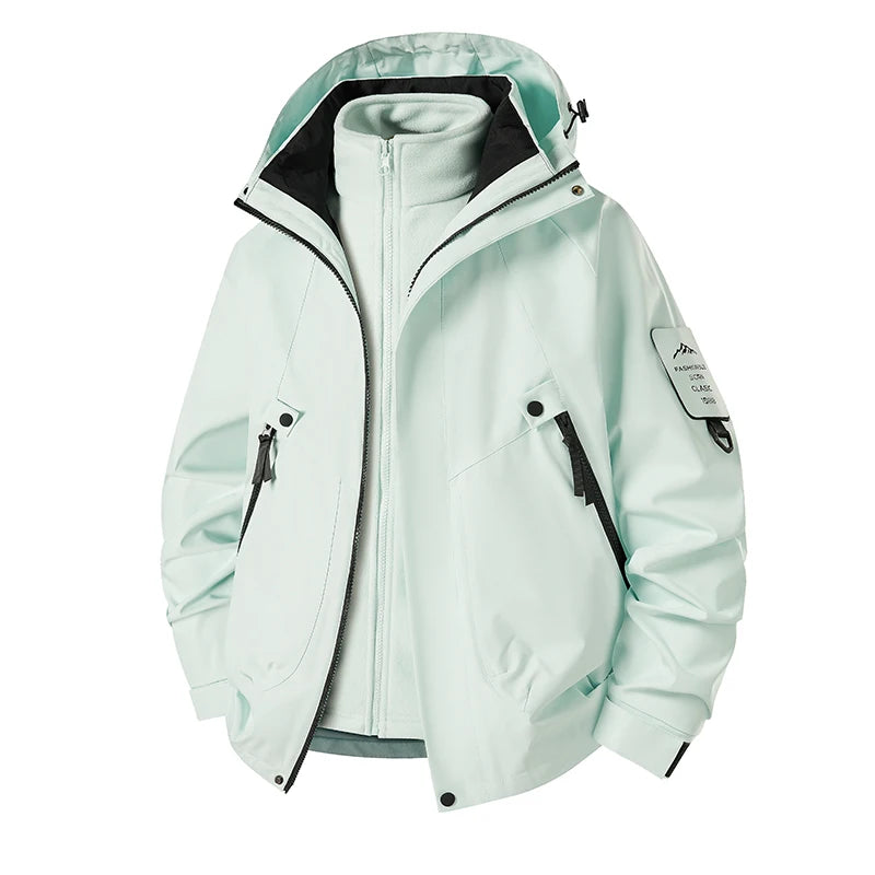 Unisex 3 In 1 Sports Jacket Autumn Winter Plush Warm Inner Lining Coat Men/Women Outdoor Breathable Comfortable Casual Outerwear