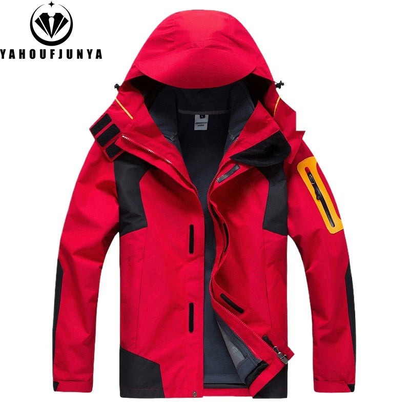 Winter Men Triple Windbreak Thick Warm Removable Hooded Jacket Men Autumn Hiking Outdoor Travel Camping Skiing Jacket Coat Male