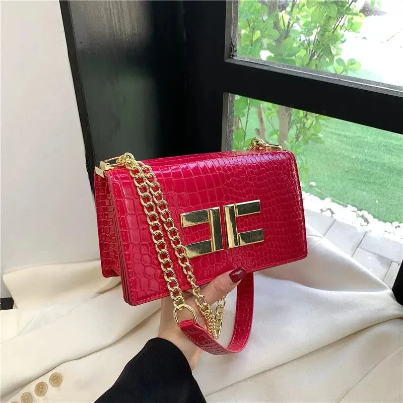 Luxury Designer Bags Women Handbag Fashion Simple Commute Small Square Bag Vintage Alligator Pattern Flap Shoulder Crossbody Bag