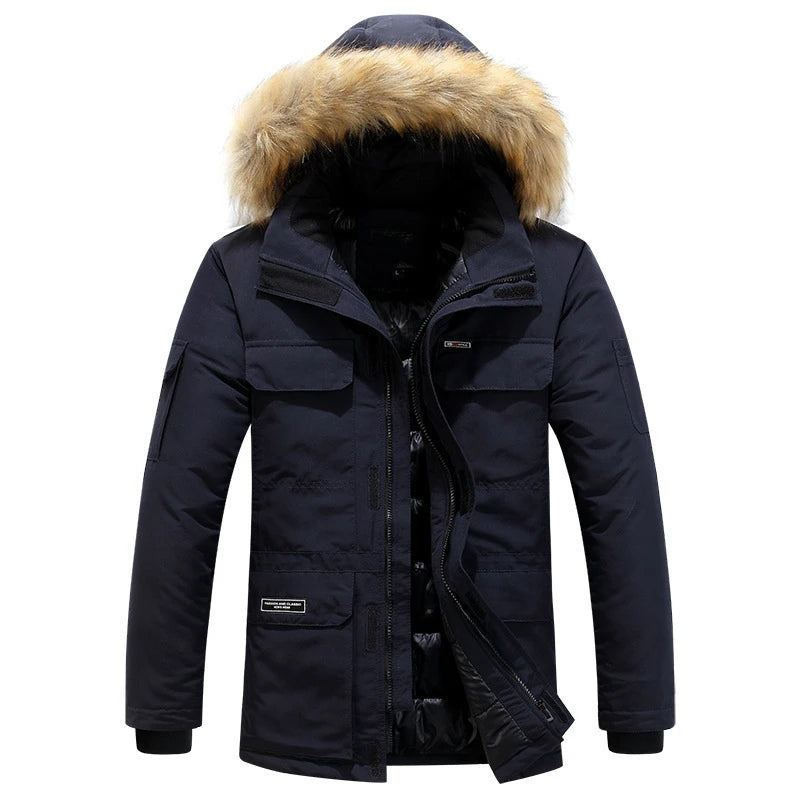 Men Thick Casual Turn Down Collar Mens Winter Jackets Parkas Coats Mens Winter Coats Fashion Hooded Parkas Warm Winter Jackets