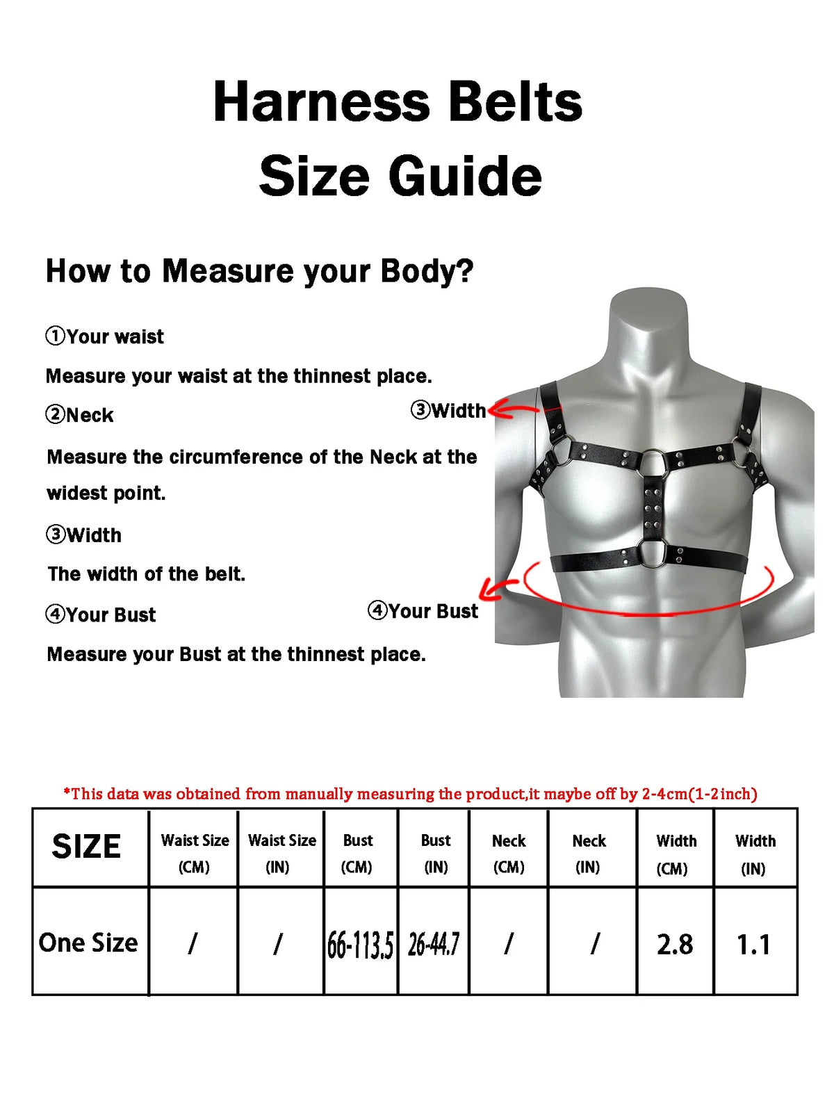Harness Leather Adjustable Body Harness for Men, Goth Punk Cosplay Chest Belt Strappy, O-Ring Festival Rave Gear Accessories