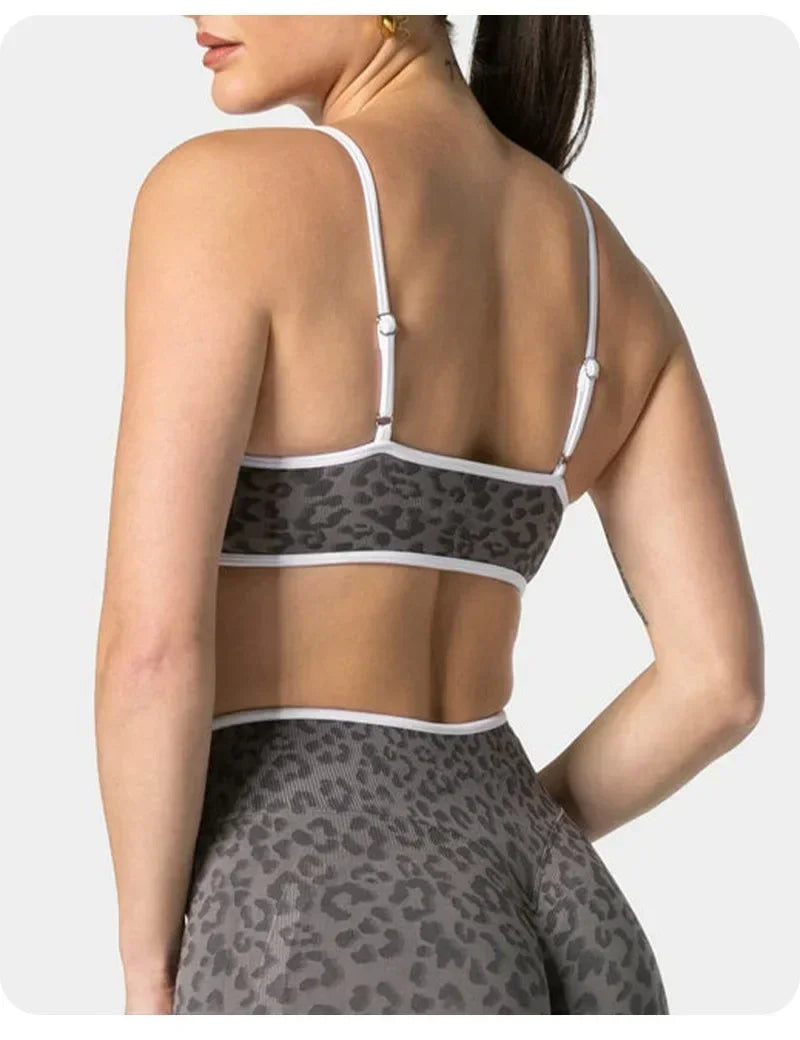 2PCS  High Quality Yoga SetNew Leopard Print Sports Underwear, Shockproof Butt Lift Workout Sports Trousers Women Activewear