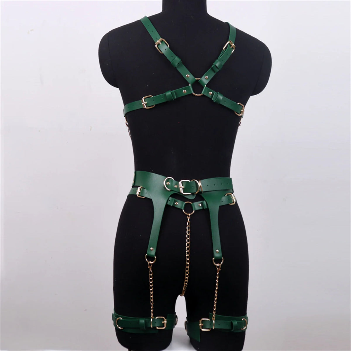 Green clothing Women Sexy Harness Belt Chest Body Harness Leather Lingerie Gothic Clothing Festival  Outfit