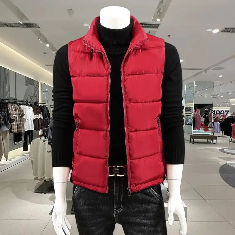 New Autumn Winter Down Cotton Vest Men's Casual Vest Jacket Warm Horse Clip