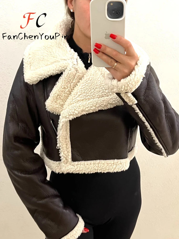 Autumn Winter Women's Leather Jacket Coat Fashion Vintage Zippers Faux Leathers Casual Simple Cool Short Soft Warm Coats