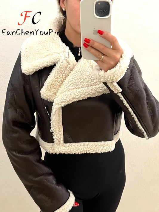 Autumn Winter Women's Leather Jacket Coat Fashion Vintage Zippers Faux Leathers Casual Simple Cool Short Soft Warm Coats