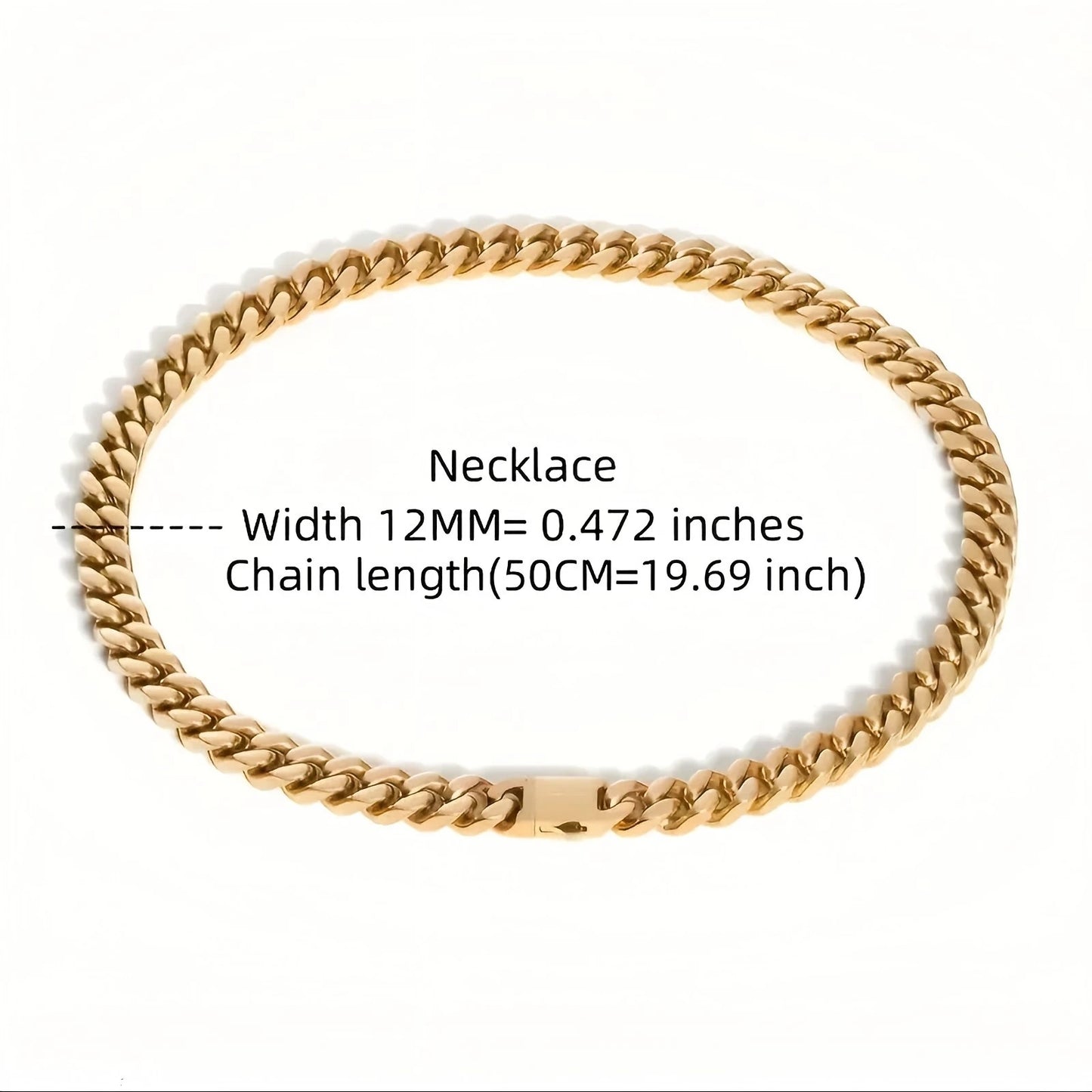 Stainless steel, 12mm gold-plated, necklace and hip-hop bracelet kit from the Cuban chain in Miami, gifts for men and women