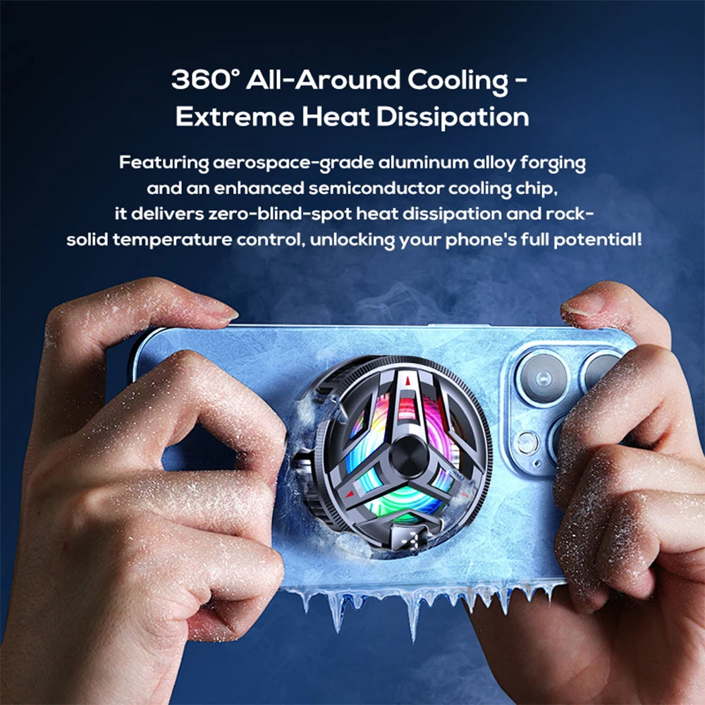 Magnetic Semiconductor Phone Cooler RGB Lights Digital DisplayCooling Fan Freeze Radiator For Gaming Tablet/Live Streaming ﻿