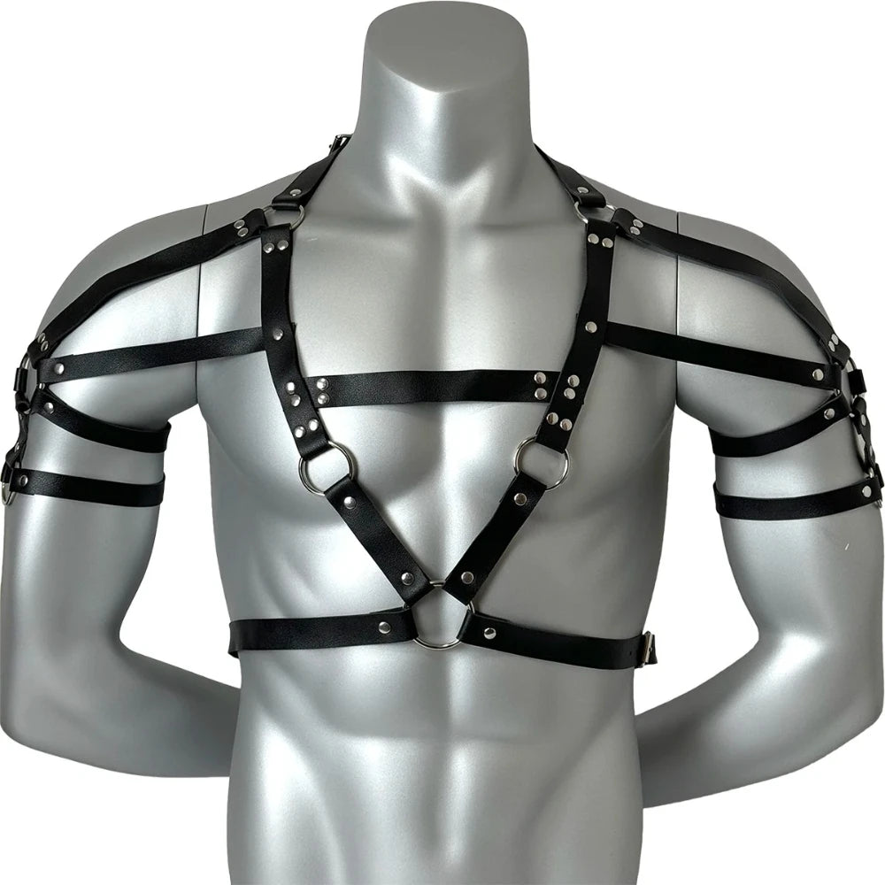 Men PU Leather Chest Harness Fashion Retro Body Belt Chest Accessories Straps Punk Rave Exotic Clothing Decorative Belt