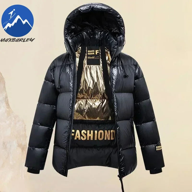 Down Jacket Men Winter Waterproof Goose Jacket Men Luxury Brand Hooded Feather Goose Coat Women Black Puffer Jacket Man 2023 New