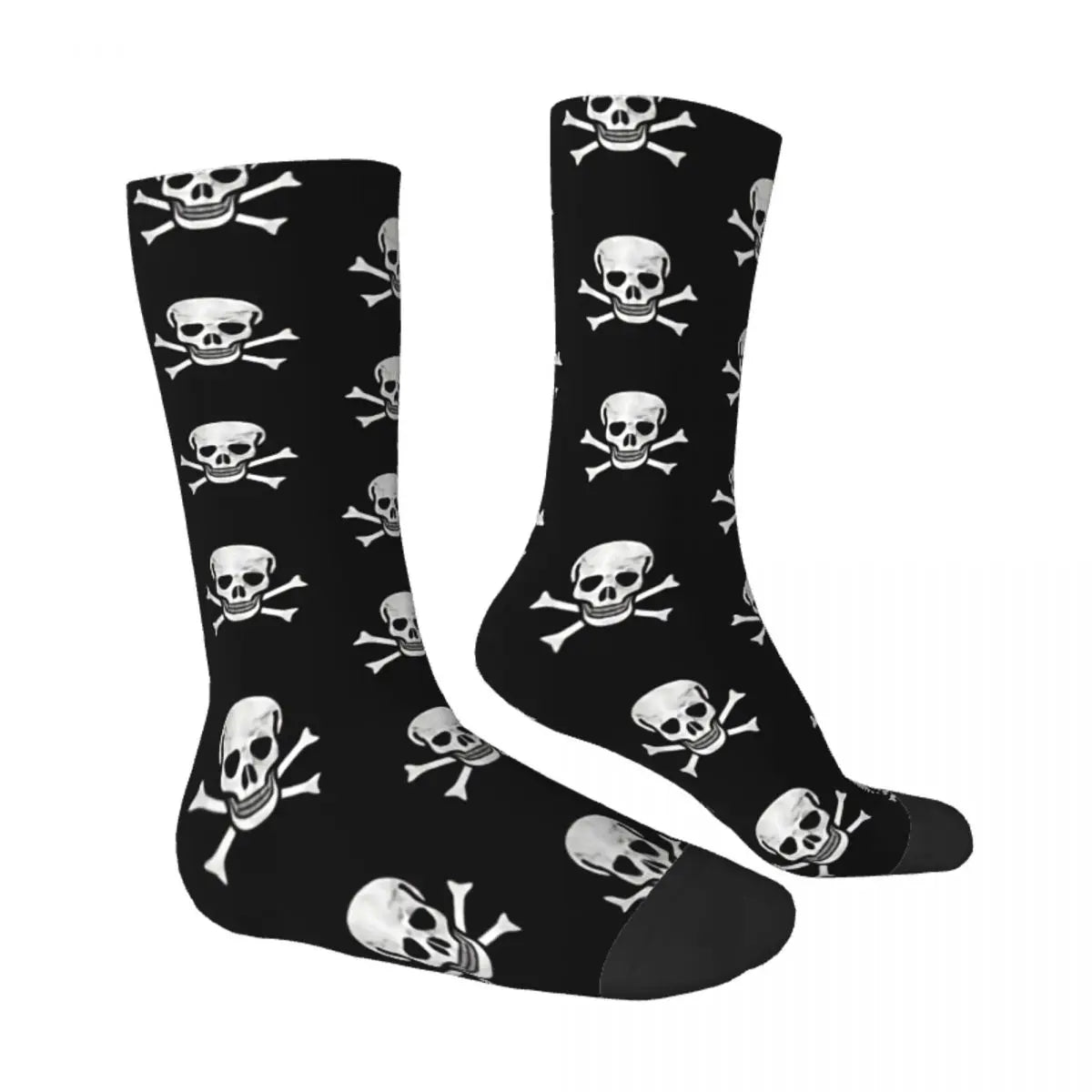 Funny Crazy Sock for Men Skull Crossbone Hip Hop Harajuku Pirate Flag Happy Pattern Printed Boys Crew Sock Casual Gift