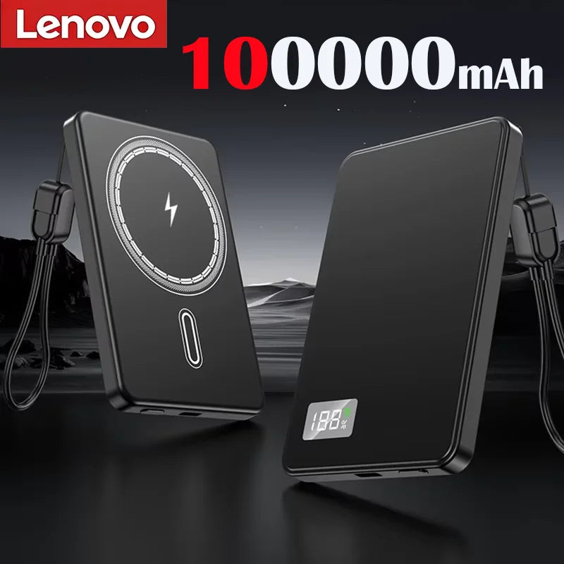 Lenovo 500000mAh Magnetic Wireless Power Bank Ultra Thin Portable CCC Certified Super Fast Charging LED Display Pack for MagSafe