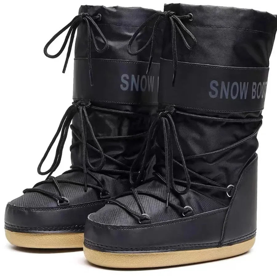 Fashionable round Toe Mid-Calf Snow Boots Women's Thickened Moon Shoe Winter Skiing Space Boots Popular round Toe Rubber Sole
