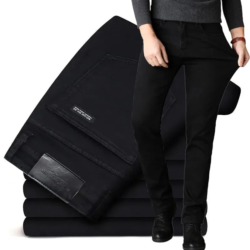 Soft Stretch Black Biker Jeans Men Classic Advanced Brand Denim Trousers Trendy Comfortable Jeans Homme Masculino Mens Pants