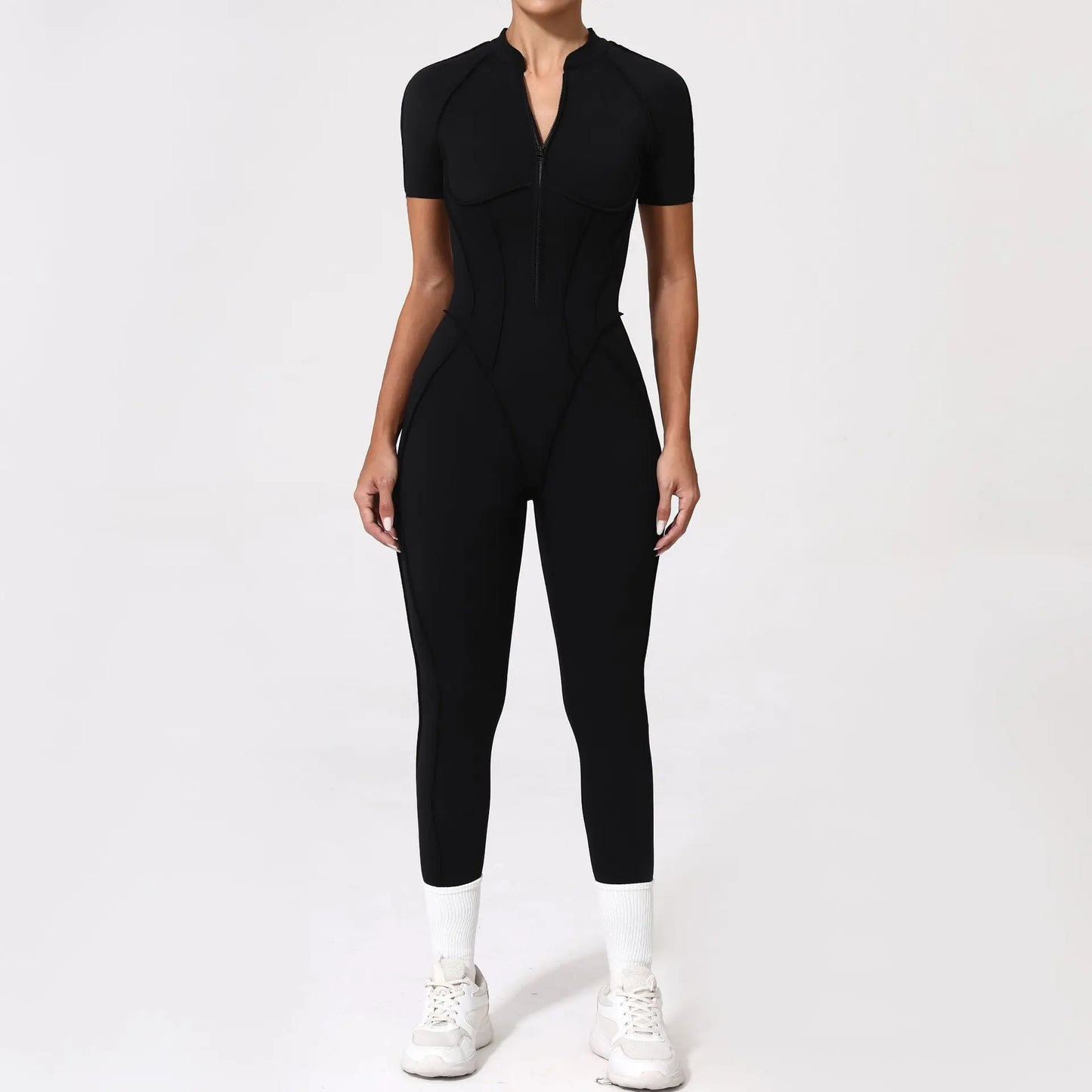 Women's Tracksuit Gym Workout Sports Clothes Outfit Zipper Jumpsuit Yoga Fitness Overalls Set Open Back Bodysuits Suit for Women