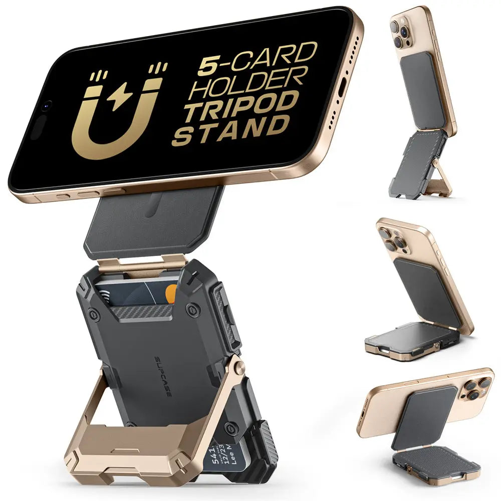 Magnetic Tripod Phone Stand Credit Card Holder for iPhone 16/15/14/13/12 SUPCASE Adjustable Phone Stand Compatible with MagSafe