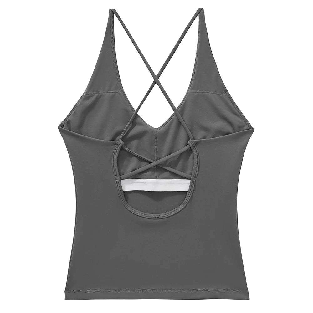 Women 2 Piece Yoga Sets Padded Tank Tops Vest Tummy Control Gym Leggings Yoga Outfits Mujer Sportswear Activewear Female