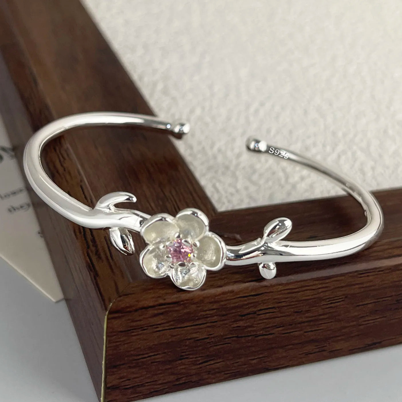 100% Solid 925 Sterling Silver Metal Bracelet for Women FLower Handmade Simple Wide Heart Chain Bracelet Birthday Gift Party