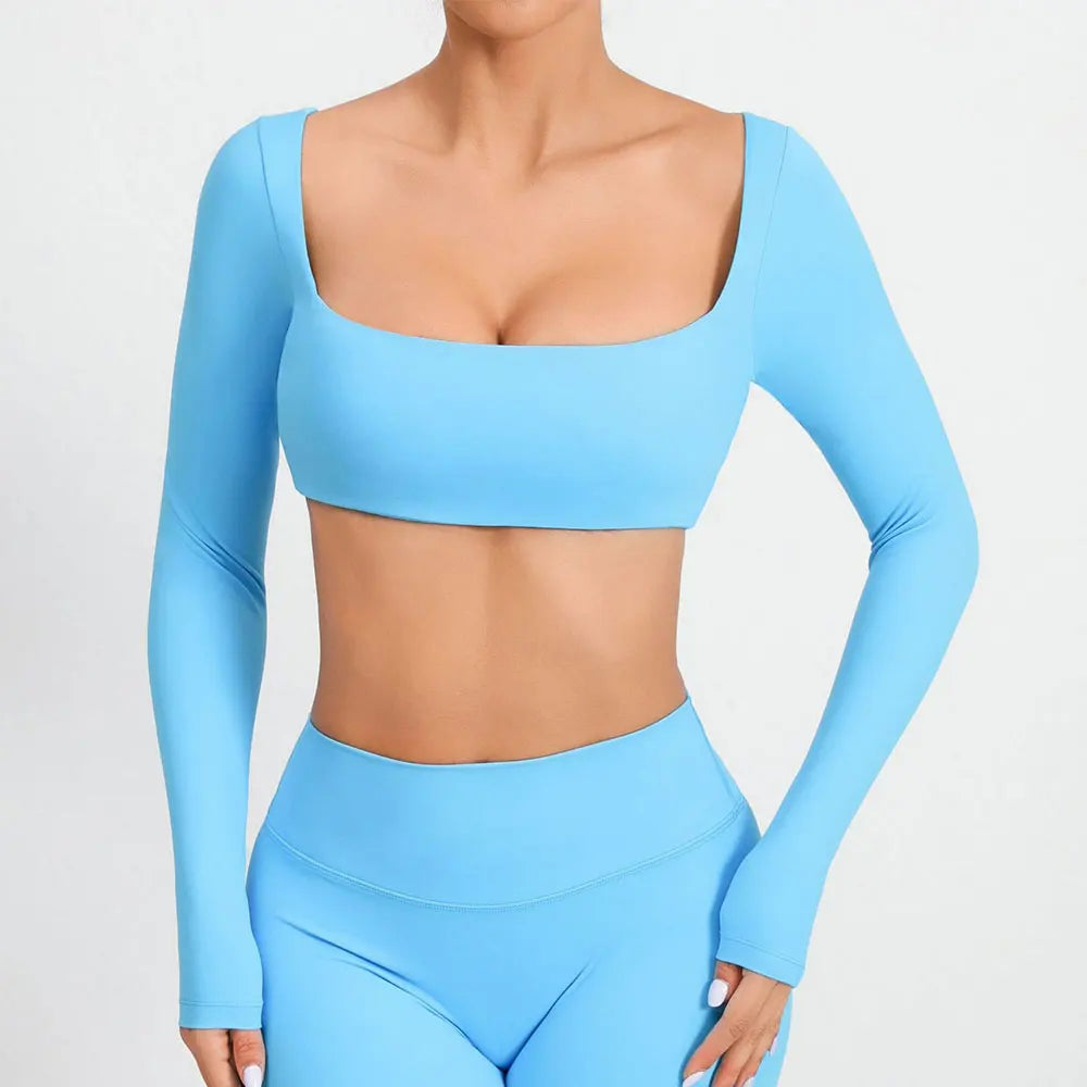 Sexy Fitness Long Sleeve Yoga Clothes Backless Gym Top Women Breathable Sports Crop Yop Shirts Quick Dry Sportswear Women Top