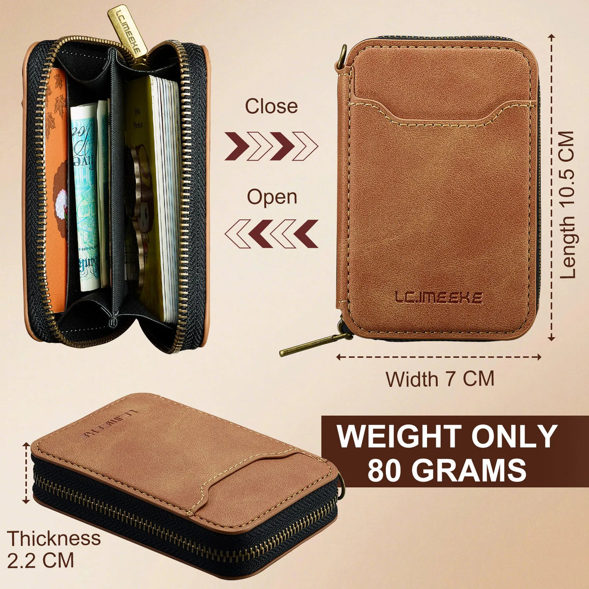 Magnetic Attraction Zipper Leather Card Slot Wallet for iPhone 17 Samsung Galaxy Google Xiaomi Phone MagSafe Magnetic Phone Bag