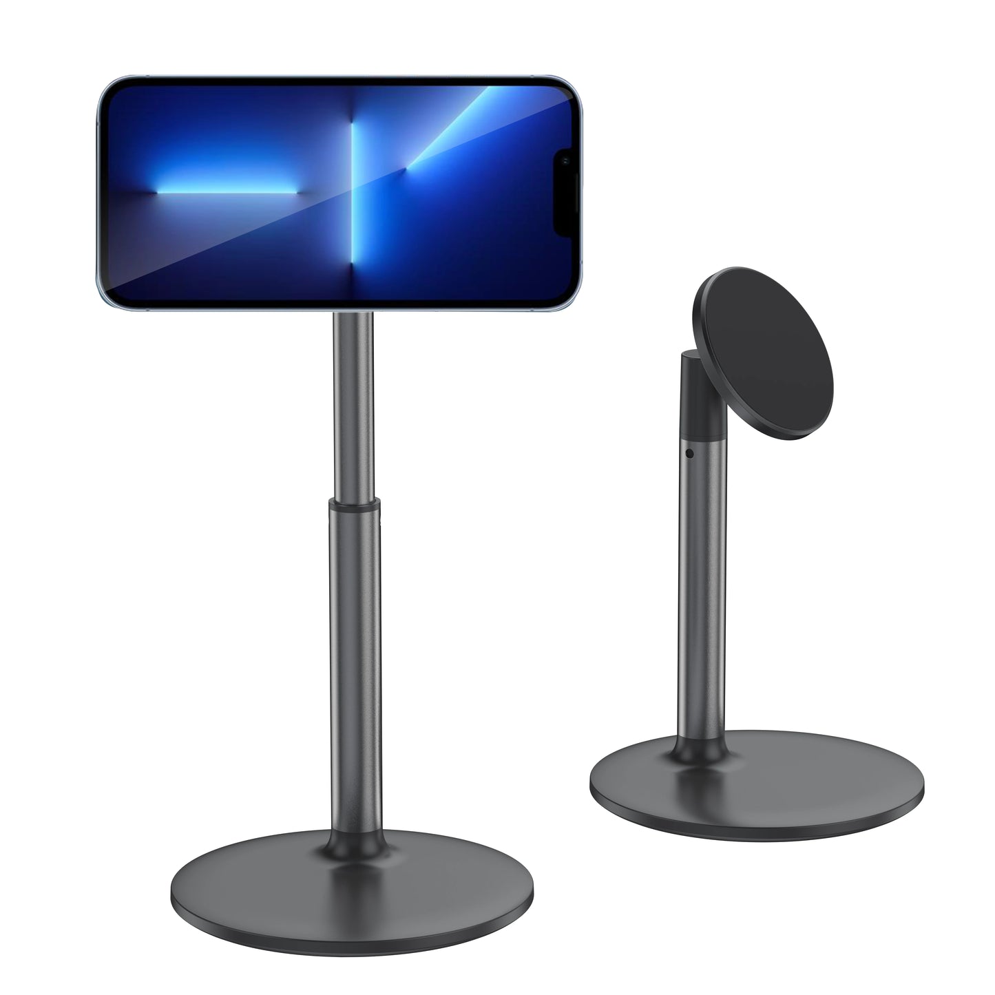 Magnetic Desk Phone Stand for iPhone16 15 14 13/12 - Phone Holder Dock with 360°Rotation, Height&Tilt Adjustable for Office/Home
