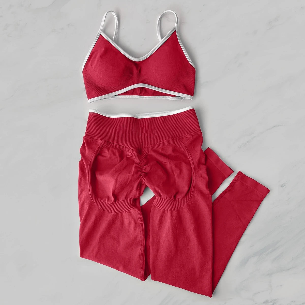 2Pcs Women's Gym Yoga Set Seamless High Waist Leggings Sports Bra Top Workout Outfit Fitness Activewear Running Training Clothes