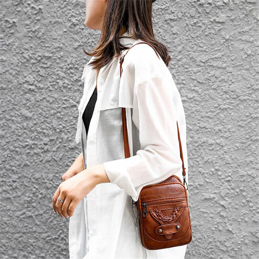 Soft Pu Leather Small Shoulder Bag For Women Vintage Multi-Functional Crossbody Bag Large Cash Purse Ladies Cell Phone Bag