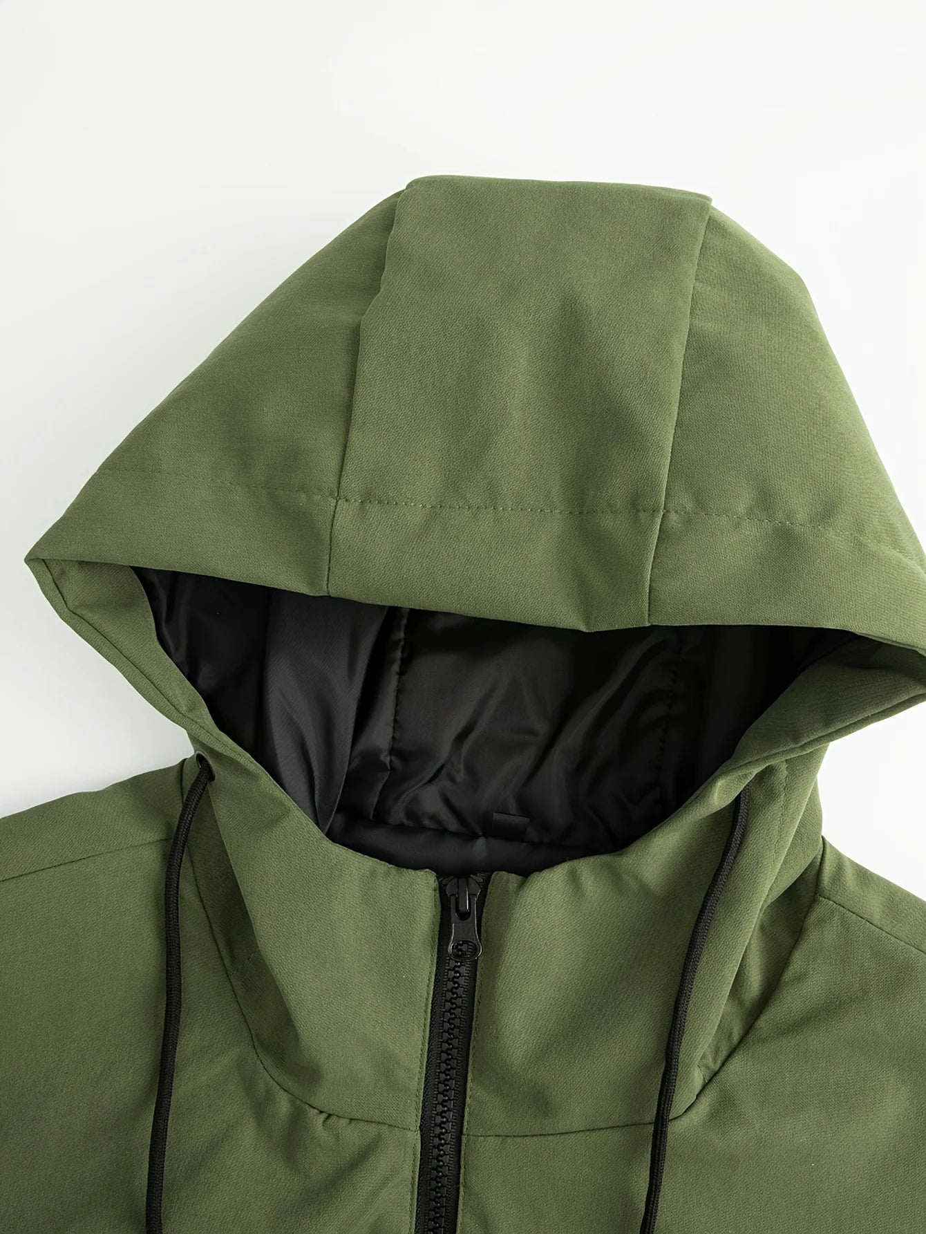 Men's Fashion Casual Jacket with Hood and Drawstring, Solid Color, Suitable for Spring and Autumn Casual Attire