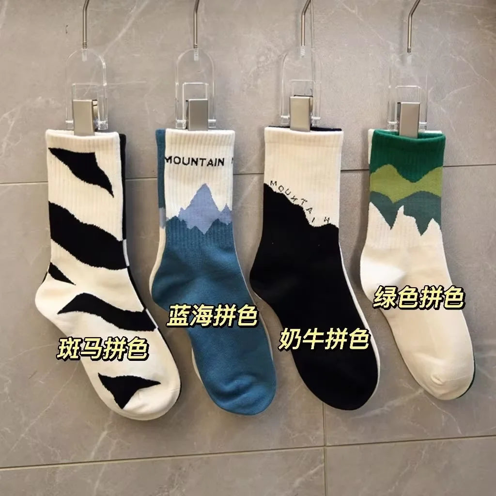 10/5/4/3 pairs of men's formal color blocking socks, comfortable and breathable soft business socks, men's socks and stockings-
