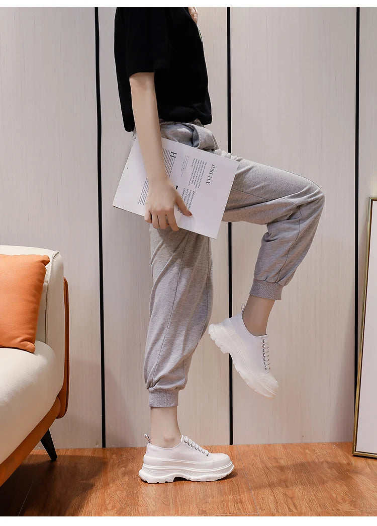 2024 Frühjahr Neue Damenschuhe Schnürschuhe Sport- und Freizeitschuhe für Herren Dicke Sohle Wasserdichte Plattform Weiche Erhöhte Leinwand Flache