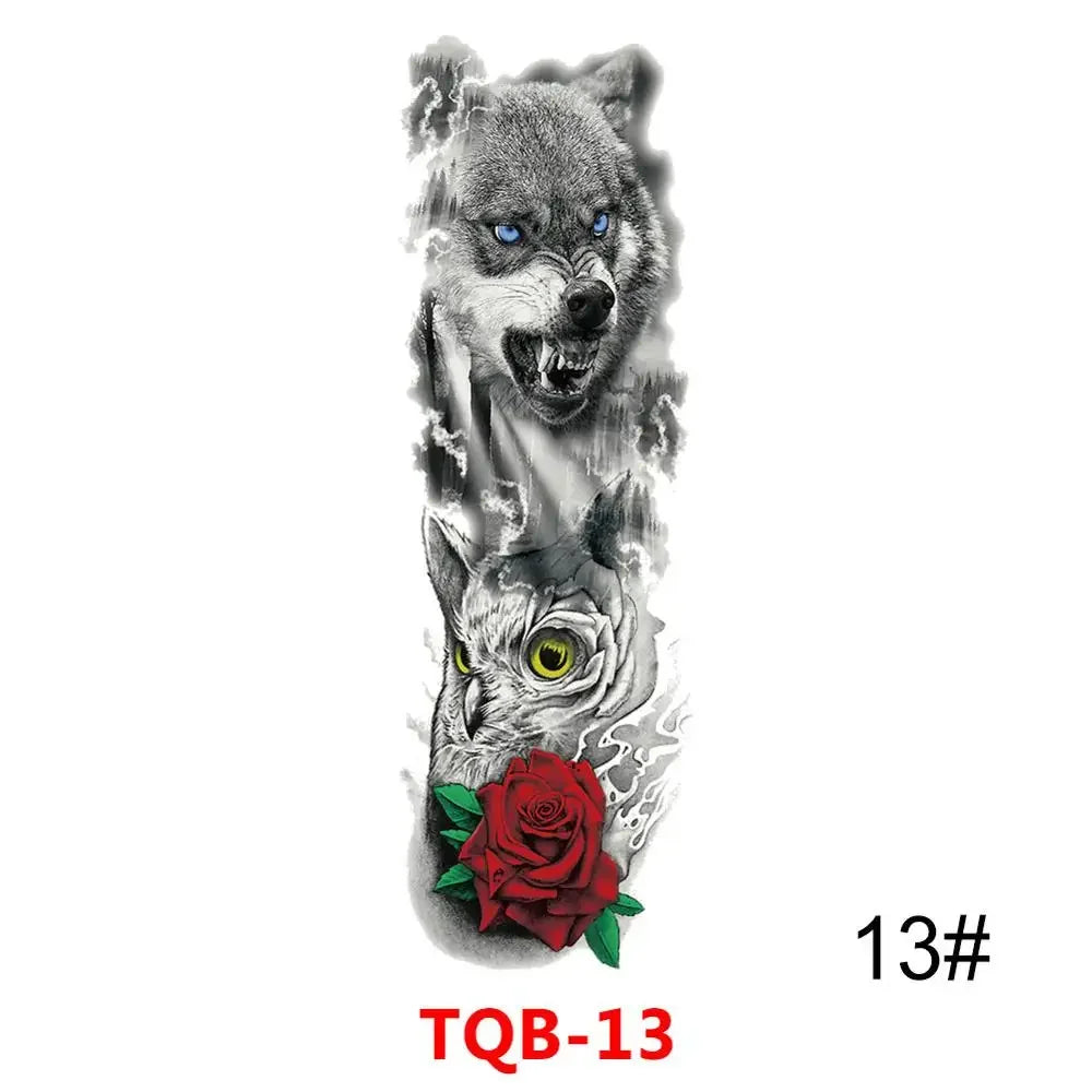 Waterproof Temporary Tattoo Sticker Full Arm Large Skull Old School Tatoo Stickers Flash Fake Tattoos for Men Women