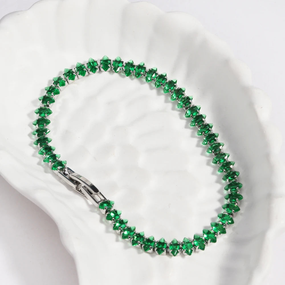 Mix Style Green Micro-inlaid Zircon Tennis Bracelet for Women ew Men Bracelet Homme Jewelry