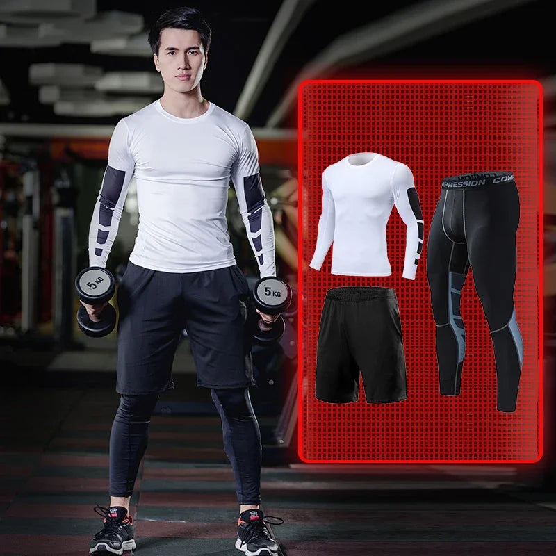 Mens Fitness Sportswear Set Moisture-wicking for Gym Running Leggings Dry Fit and Comfortable Workouts Sports Wear Clothes