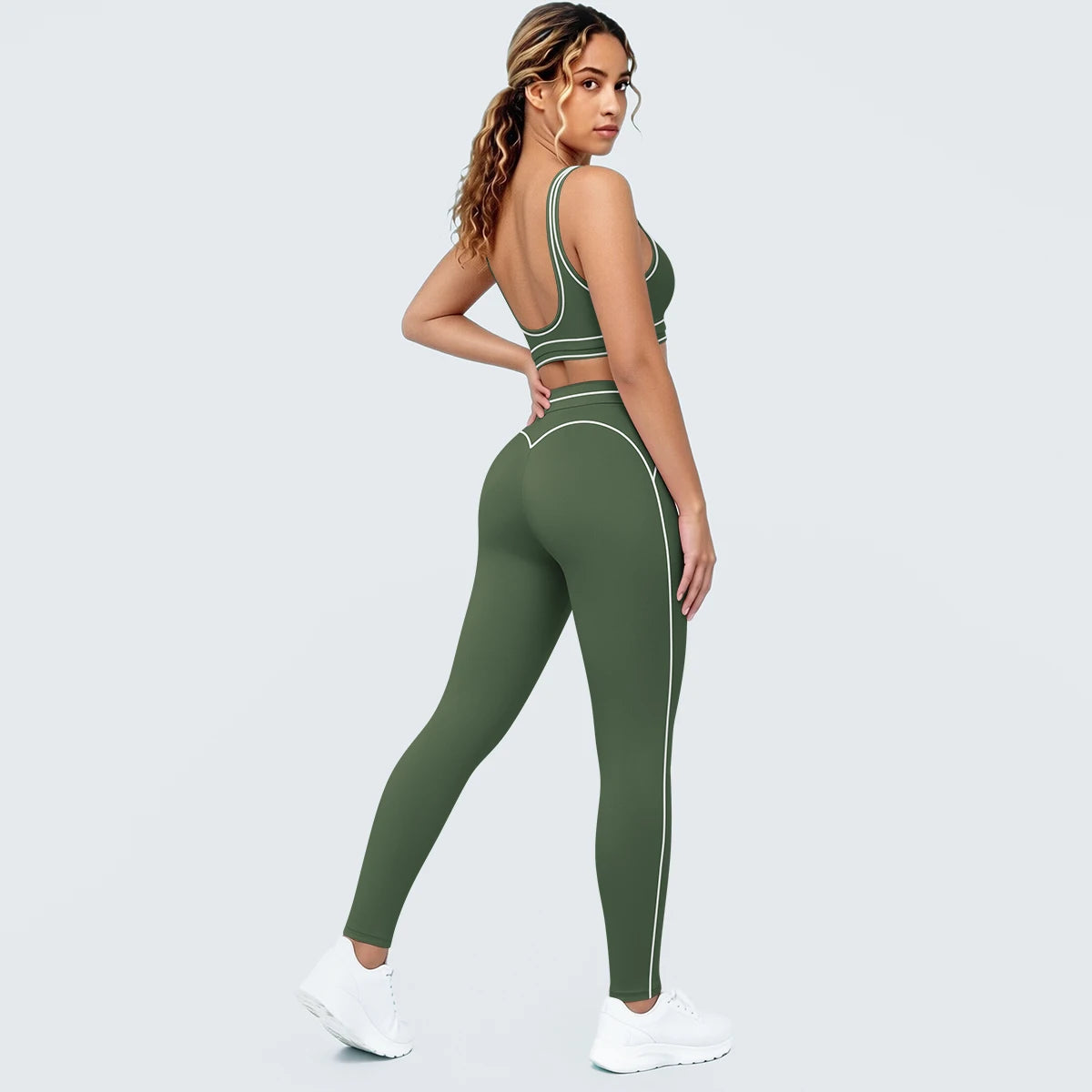 Women Fitness Yoga Sports Set Sexy Beautiful Back Yoga Bra Workout Top Summer Running Sports Bra High Waisted Push Up Yoga Pants
