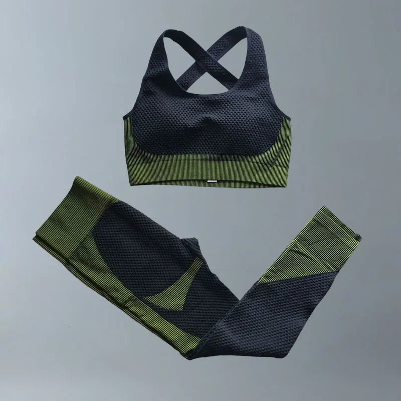 Yoga Suits Women Fitness Wear Gym Set Sports Outfits Training Exercise Workout Pants Long Sleeve Crop Top Bra Womens Tracksuits