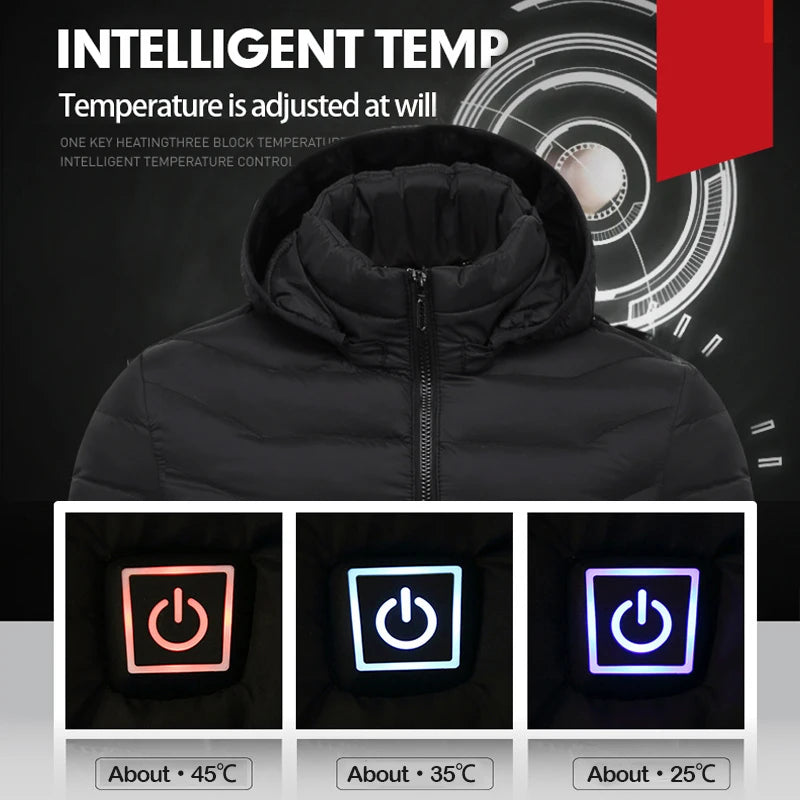 31 Areas Smart Switch USB Electric Heated Jacket Men Women Heated Jacket Waterproof Polyester Thermal Jacket Long Johns Winter