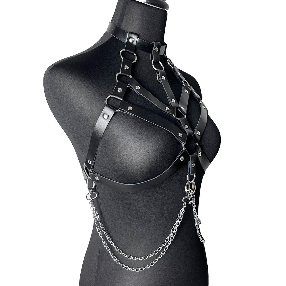 Sexy Chest Harness Leather Lingerie Erotic Body Harness Women Mature Suspenders Garter Belt Bdsm Harness Fetish Underwear Bondag
