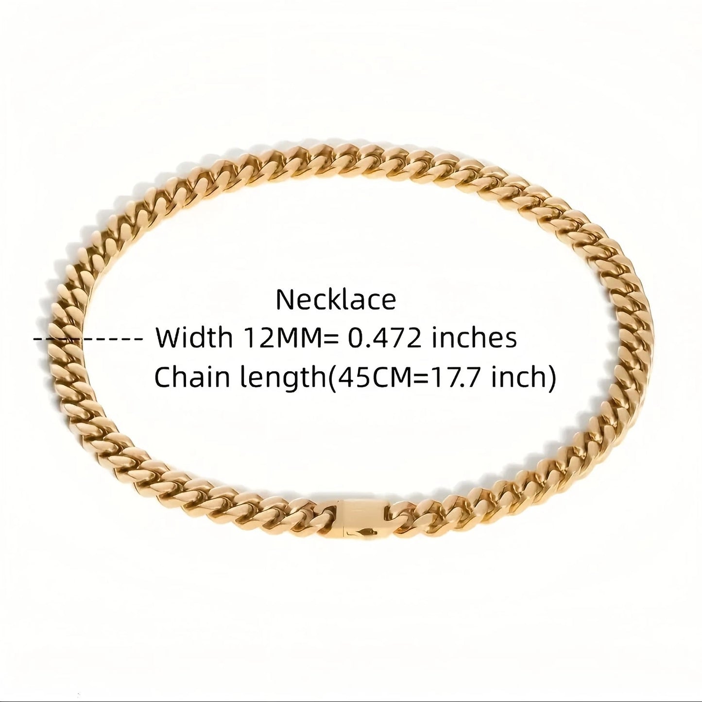Stainless steel, 12mm gold-plated, necklace and hip-hop bracelet kit from the Cuban chain in Miami, gifts for men and women