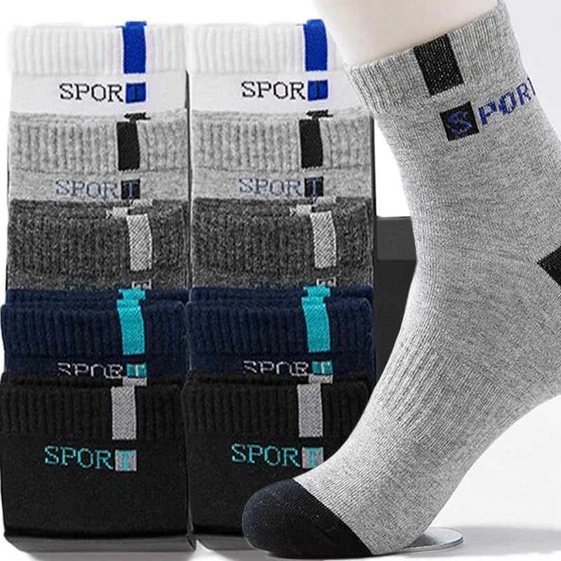 5Pairs 2025 Mens Fashion Sports Socks Spring and Autumn Sweat Absorbent Comfortable Thin Breathable Meias Socks EU 38-47