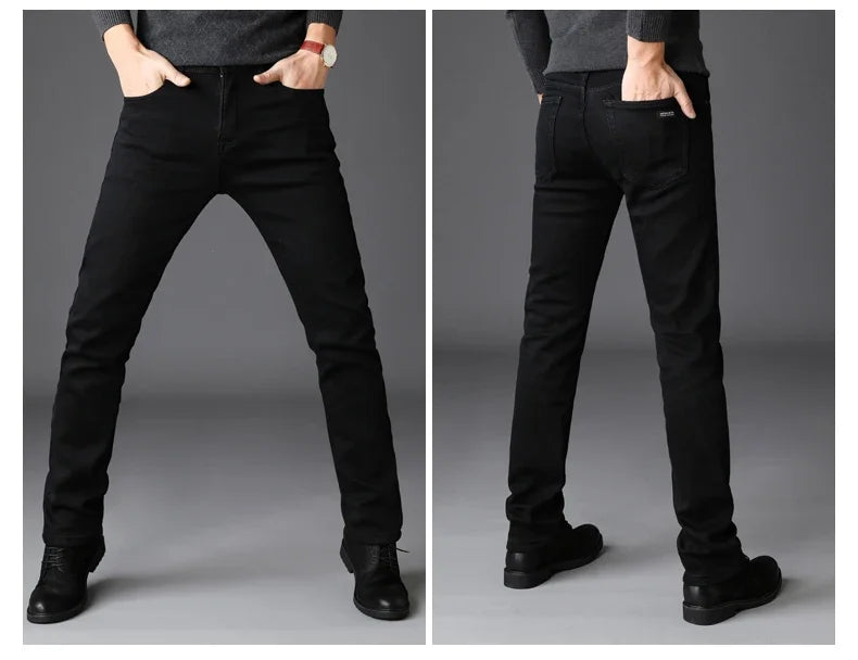 Soft Stretch Black Biker Jeans Men Classic Advanced Brand Denim Trousers Trendy Comfortable Jeans Homme Masculino Mens Pants
